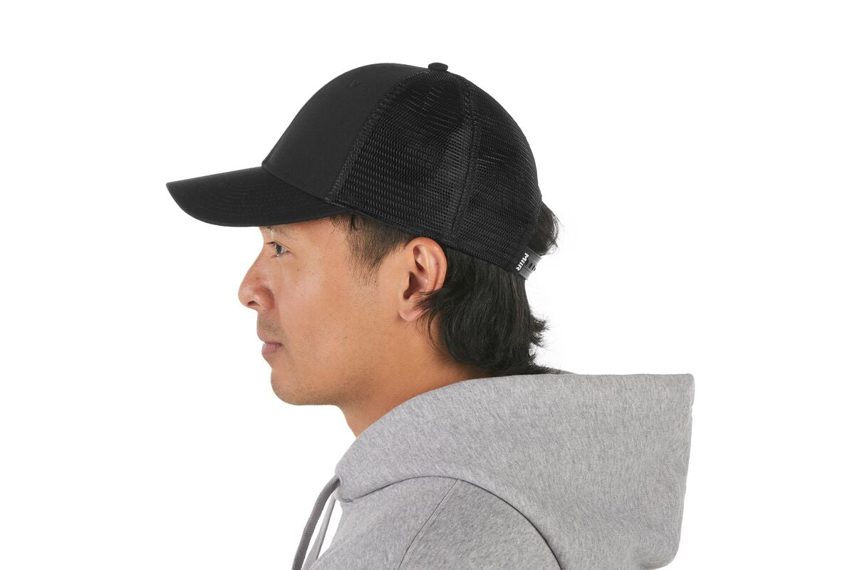 recycled-poly-low-profile-trucker-hat-q5 WebPDP-HAT002002_Recycled_Poly_Low_Profile_Trucker_Hat_Black_Studio_Harper_Studios_0723_Back__HAT002002OS.jpg