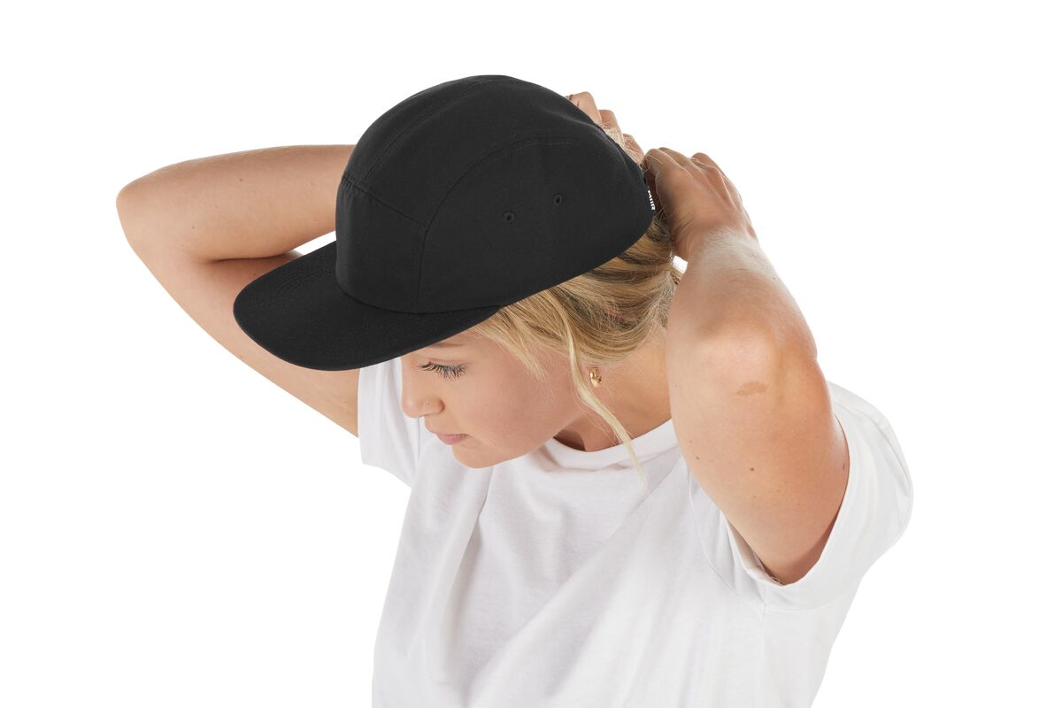 recycled-poly-flat-brim-5-panel-hat-v0 WebPDP-HAT003002_Recycled_Poly_Flat_Brim_5Panel_Hat_Black_Studio_Harper_Studios_0723_Side_4__HAT003002OS.jpg